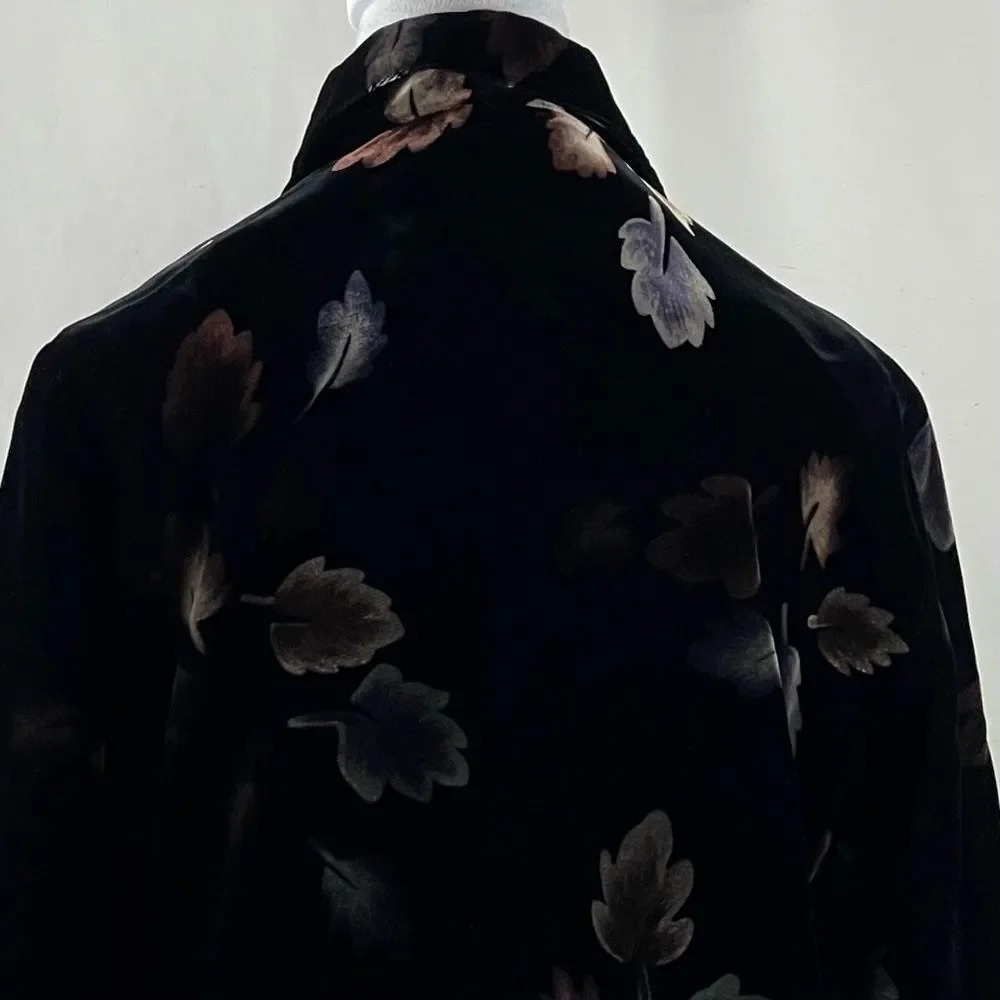 Elliott Lauren Black Velvet Metallic Floral Blazer Jacket NWOT Size M